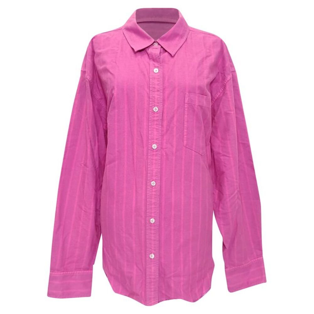 Alexander Wang Frayed-Edge Boyfriend Shirt in Pink Cotton
